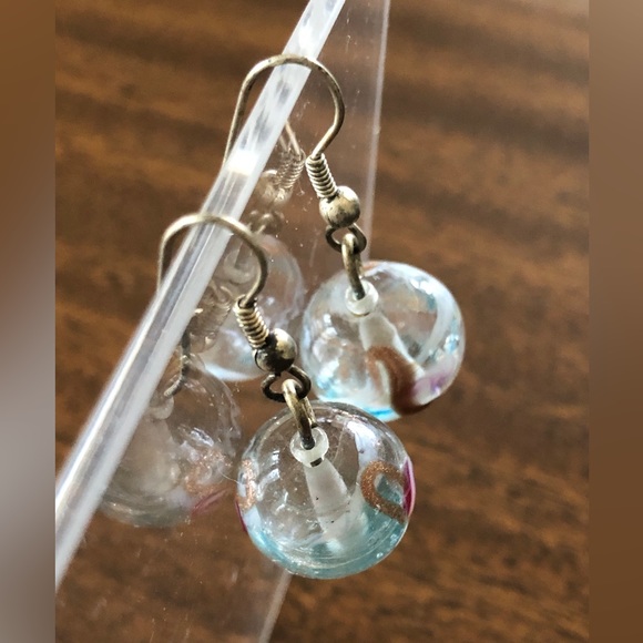 Vintage Czechoslovakian hand blown glass earrings - Picture 5 of 14